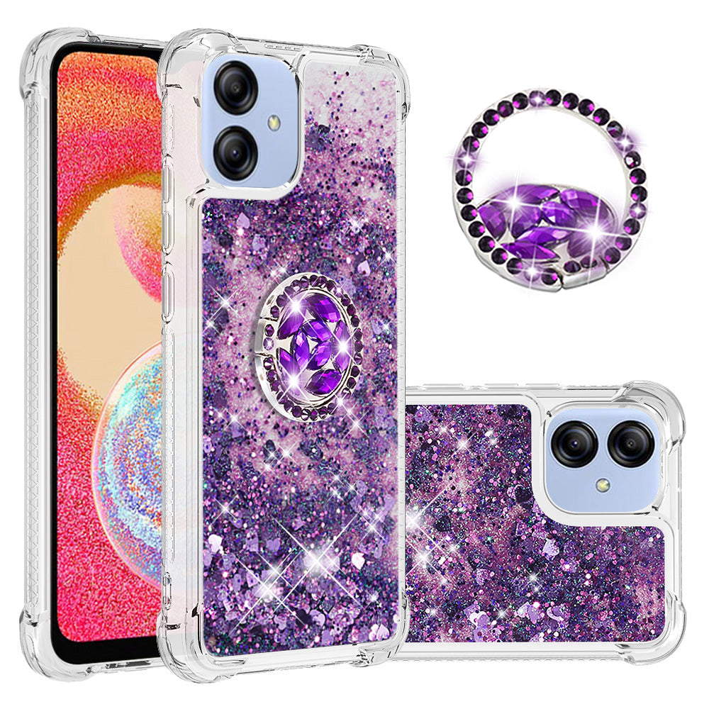 For Samsung Galaxy A04e 4G F04 4G M04 4G YB Quicksand Series-7 Liquid Quicksand TPU Phone Case Ring Kickstand Anti-drop Cover For Samsung Galaxy A04e 4G F04 4G M04 4G YB Quicksand Series-7 Liquid Quicksand TPU Phone Case Ring Kickstand Anti-drop Cover